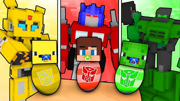 JJ Optimus Prime vs Mikey Transformer vs Bananakid BumbleBee Battle - Maizen Minecraft Animation