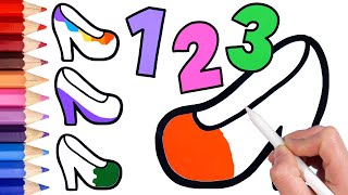 Drawing For Kids Coloring | shoe drawing | Learn Numbers Learn Colors  Simple Color