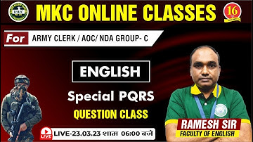 Join English Live Class | Special PQRS | English For Army Clerk / AOC /DB - MKC