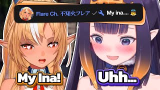 Ina got so flustered when Flare suddenly appeared on her stream