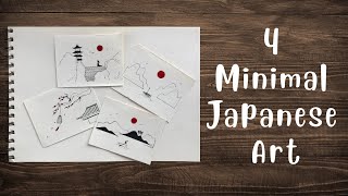 4 Easy Japanese Minimalist Artworks | Ink, Calm Music & the Red Sun