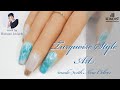 【Nail Art】テクニック要らず！少ない硬化で仕上げる簡単ターコイズ風ネイルアート／Easy turquoise style Nail art
