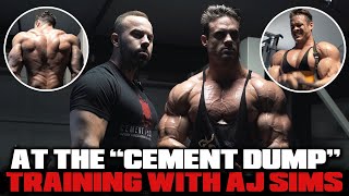 LOGAN FRANKLIN TRAINING AT THE CEMENT DUMP WITH AJ SIMS | GARAGE GYM WORKOUT