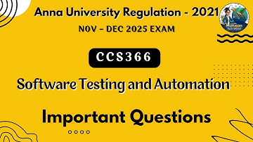 CCS366 Software Testing and Automation important questions in tamil||Anna University regulation 2021