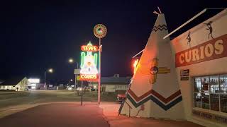 Route 66 Tucumcari night time and neon