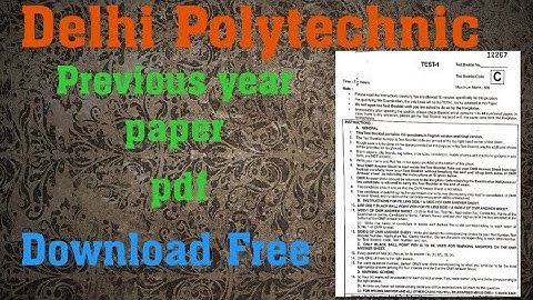 Delhi Polytechnic previous year question paper pdf || Download Free || Original