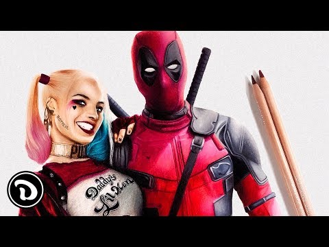 Dibujando A Deadpool Y Harley Quinn Dibujados Youtube