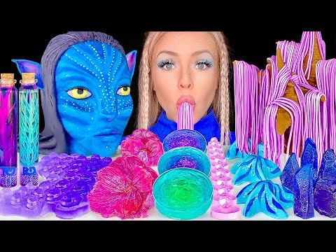 ASMR AVATAR FOOD, EYWA EDIBLE TREE OF SOULS, ISOMALT FLOWER, EDIBLE BUTTERFLY JELLY MUKBANG 먹방