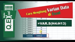 Cara menghitung varian data di excel dengan formula