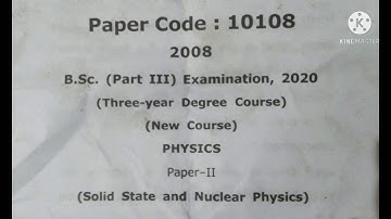MJPRU BSc Part-3rd PHYSICS PAPER ~ 2nd (Solid State and Nuclear Physics)2020