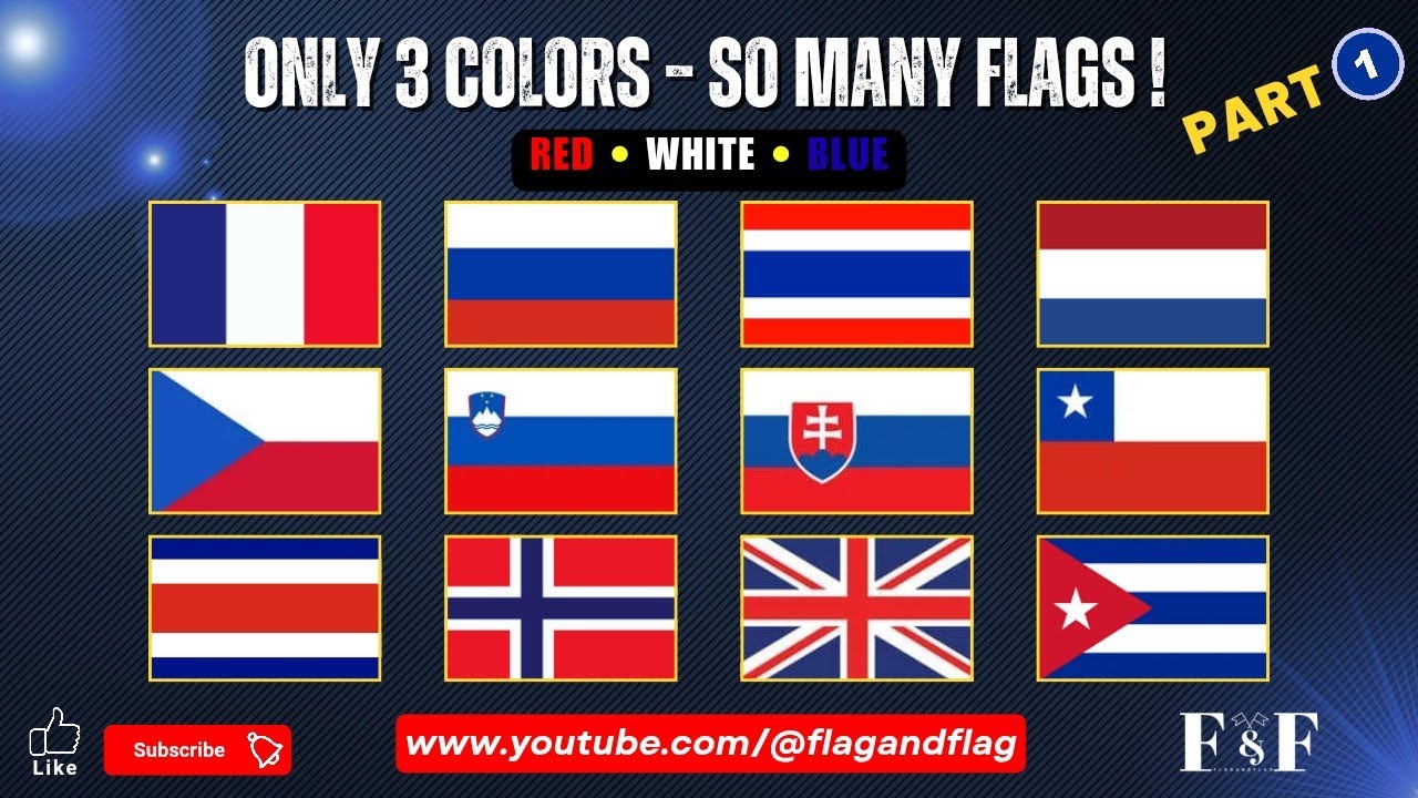 Flags with Blue, White & Red Colors – Part 01 🌍🇫🇷🇷🇺🇹🇭 | Stunning Flag Art – Flag & Flag