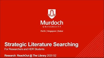 Strategic Literature Searching - Part 1 (Topic Analysis & Search Strategy)