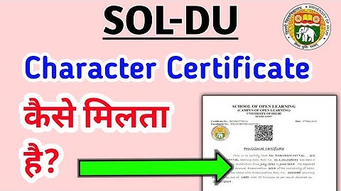 DU SOL | Character Certificate | College Updates