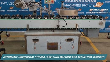 Automatic Horizontal Sticker Labelling Machine for Accu Flush Syringes with Roller Conveyor 💉