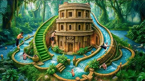 200 Days Building a Huge Underground House with a Magical Spiral Water Slide@PrimitiveWildBuild 
