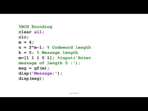 MATLAB simulation of BCH code and decode m file