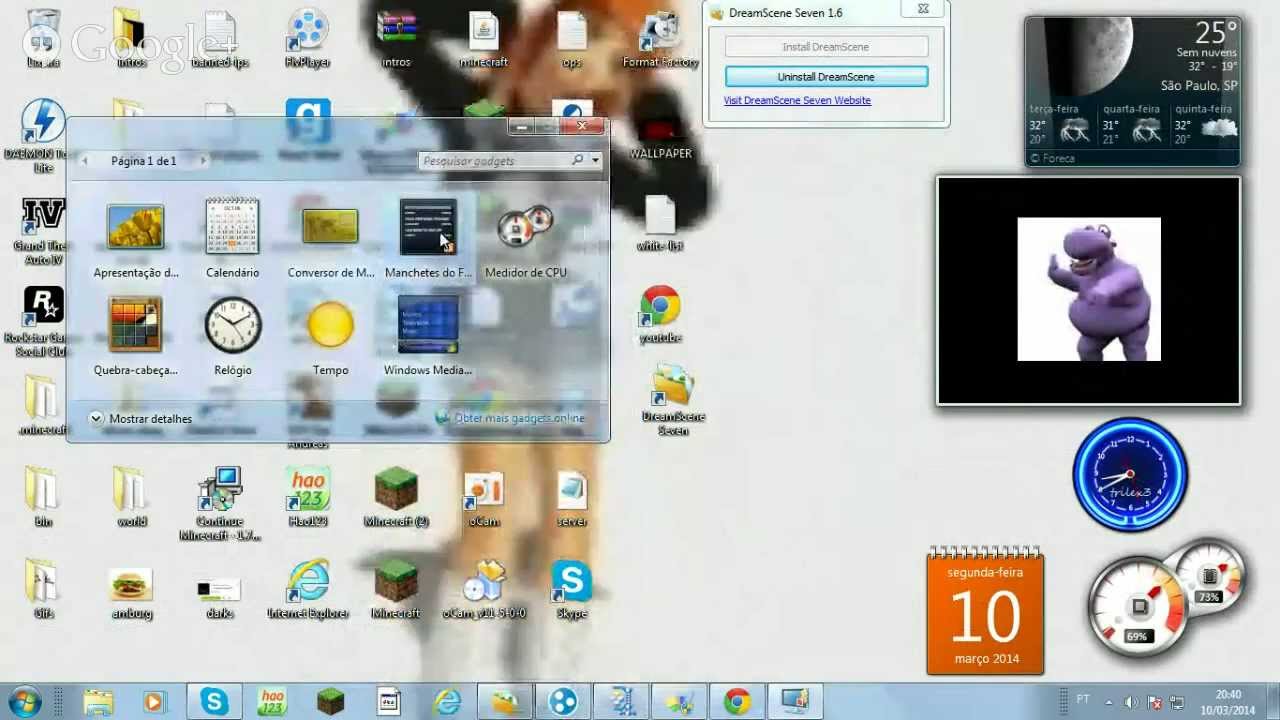 como por gadgets na area de trabalho YouTube