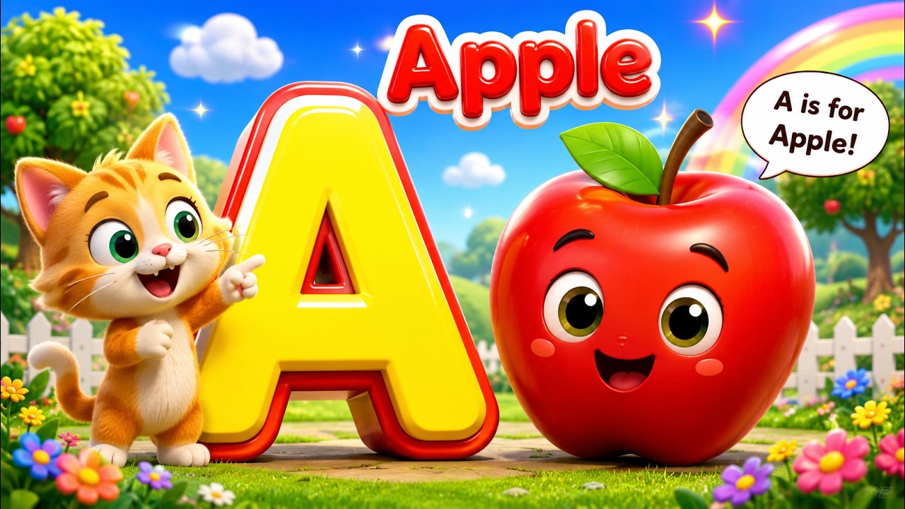 A is for Apple | abc song | Learning Nursery Rhymes | Alphabet Song for ...