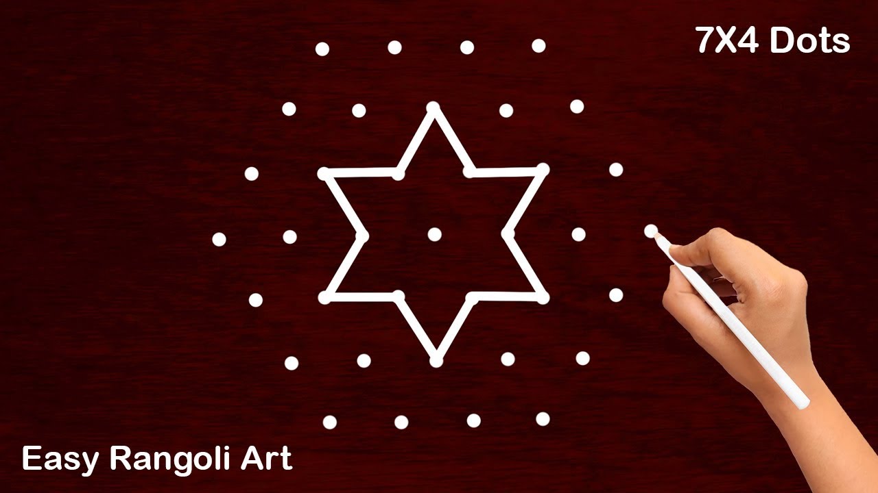 Beautiful Easy Rangoli 7X4 dots  easy rangoli designs  daily rangoli designs  Easy Rangoli Art