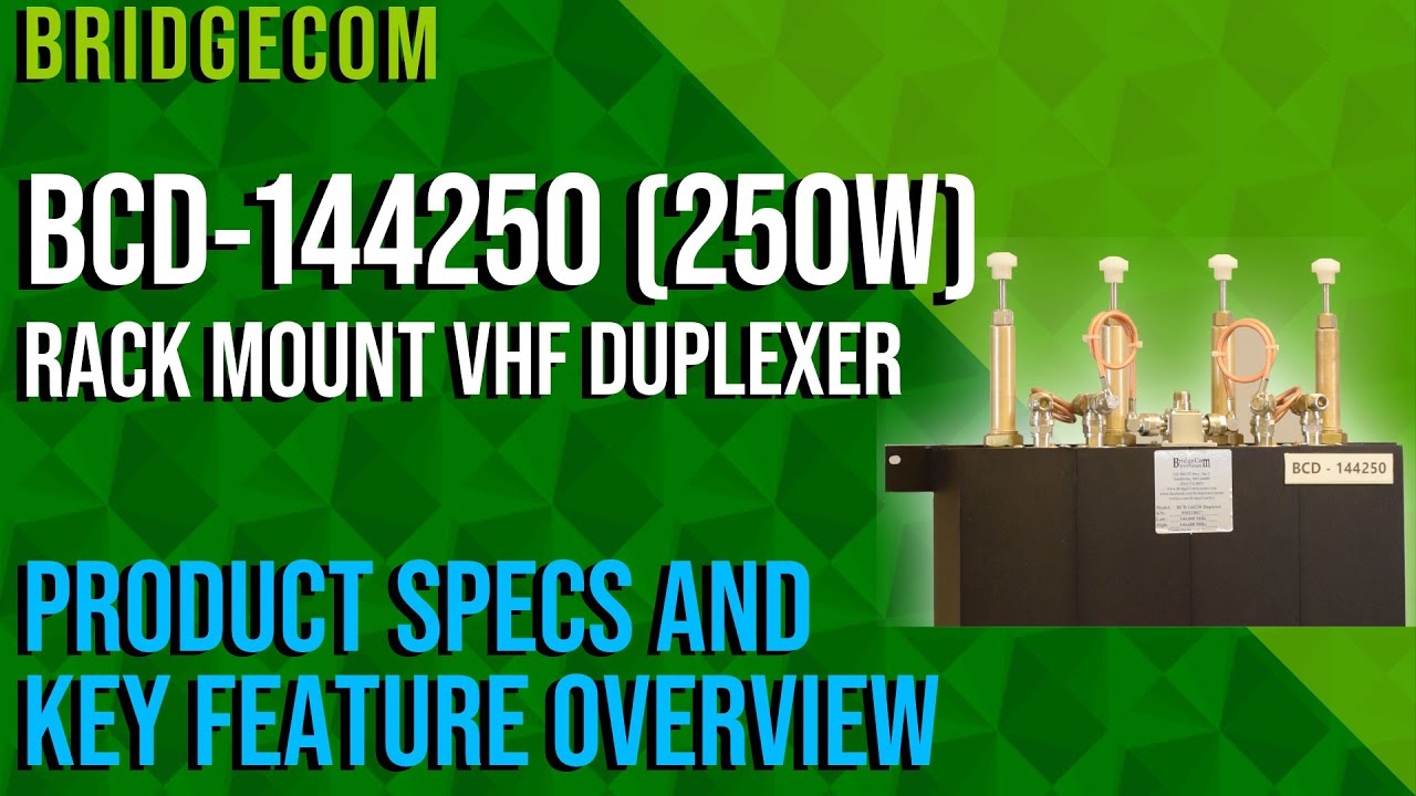 BridgeCom BCD-144250 Rack Mount (250W) VHF Duplexer Product Specs and Key Feature Overview