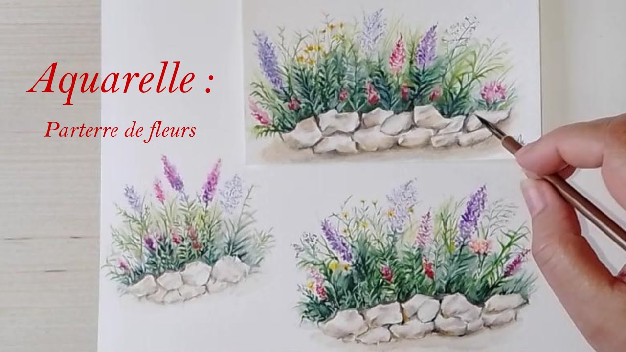 Aquarelle fleurs/Peindre un parterre de fleurs à l'aquarelle💐