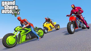 (GTA 5 Mods) O Homem-Aranha com Desafio de Corrida Pula na Pista com Super Motos