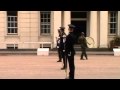 The foot guards drum majors practice for trooping the colour in 2010