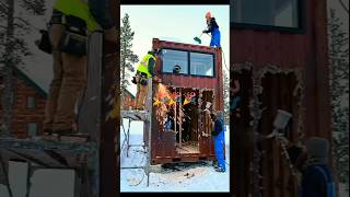 He Turned a Rusty Container Into a Luxury Snow Cabin 🏔️| #shortvideo #shorts #satisfying