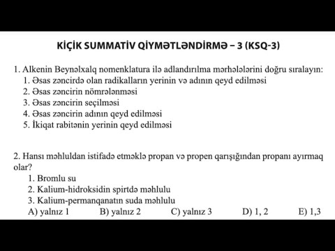 10 cu sinif Kimya KSQ 3 həlləri və cavablari