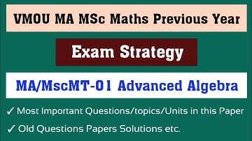 Exam Strategy MAMScMT- 01 ll VMOU MA MSc Maths Important Questions Units ll @FutureFirstClasses