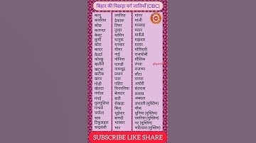बिहार की पिछड़ा वर्ग की जातियां (OBC) 🧐 [] Backward class castes of Bihar (OBC) #bihar #cast #shorts
