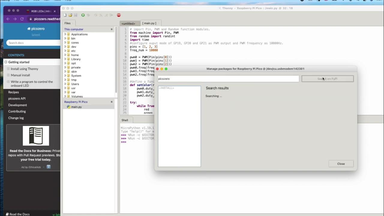 How to install picozero module in thonny ide for raspberry pi pico