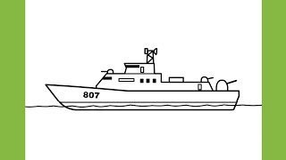 How to draw a WARSHIP step by step / drawing military ship easy