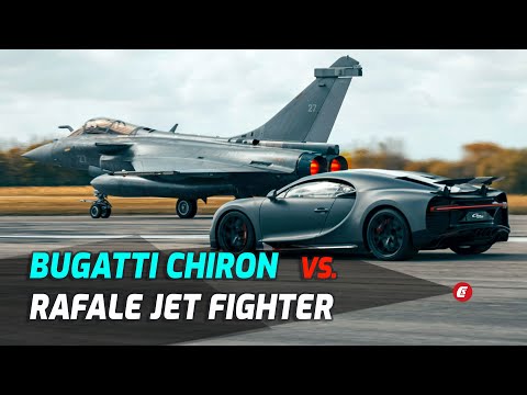 1,480-HP Bugatti Chiron Sport vs. 5,649-HP Dassault Rafale Jet Fighter