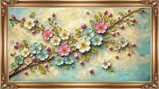 Spring Blossom Art in 4K | Textured Spring Floral Frame TV Screensaver | Framed Digital TV Art screenshot 1