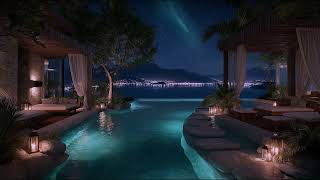 Relaxing Oceanfront Infinity Pool Lounge with Soft Piano and Water Sounds for Deep Sleep screenshot 5