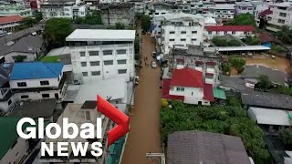 Myanmar dam breach triggers floods in northern Thailand, drone footage shows screenshot 4