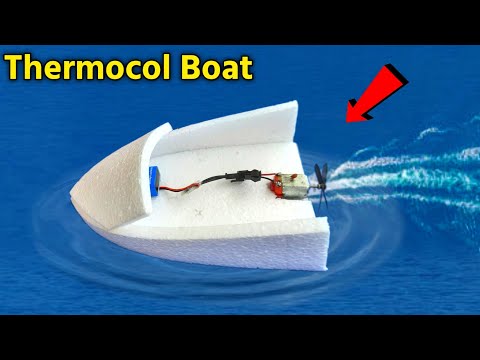 how to make thermocol boat , making electric thermocol motor boat , how to make easy racing boat