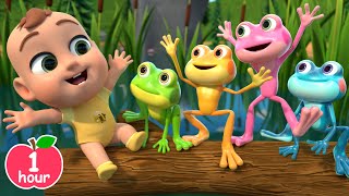 Five Little Speckled Frogs | Nursery Rhymes Compilation | Lalafun Animal Time