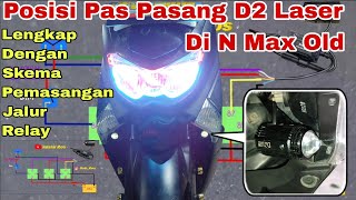 How to install a D2 laser spotlight under the old Nmax headlamp.. wiring diagram/route scheme