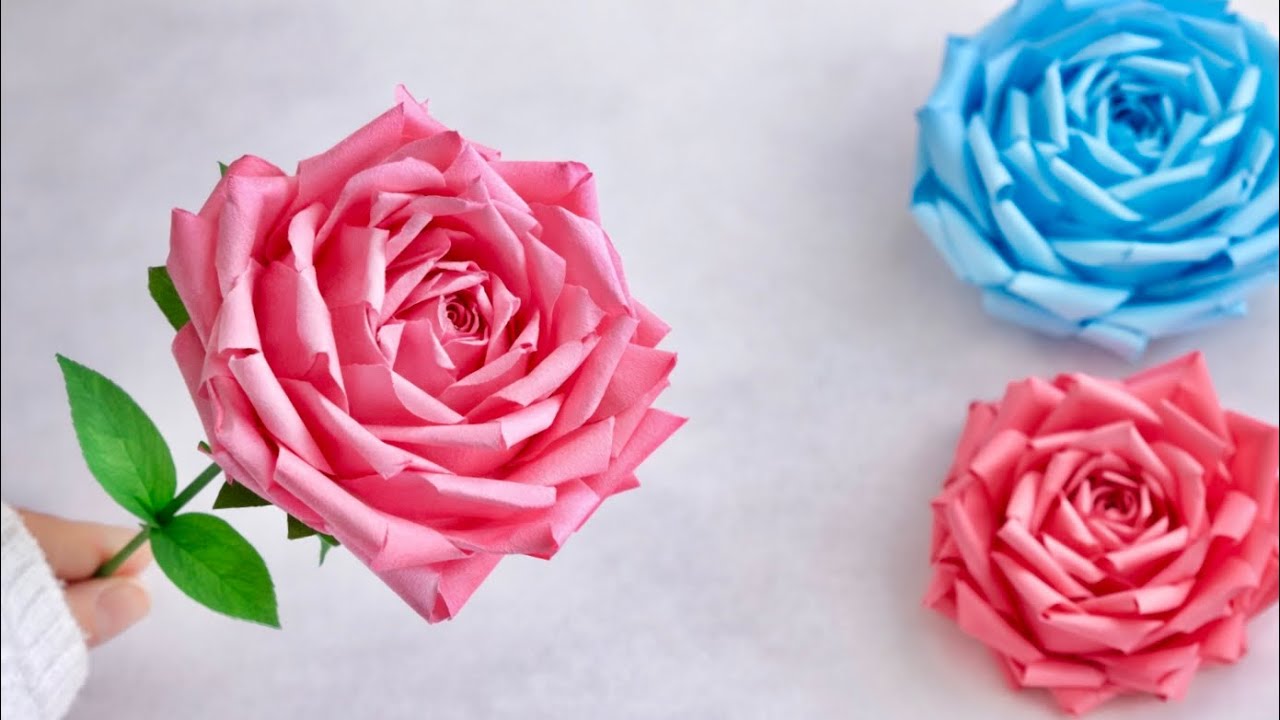 💐The Secret to Perfect Aesthetic Paper Roses🌹Simple DIY flower tricks💐#diy #aestheticdiy #tutorial 