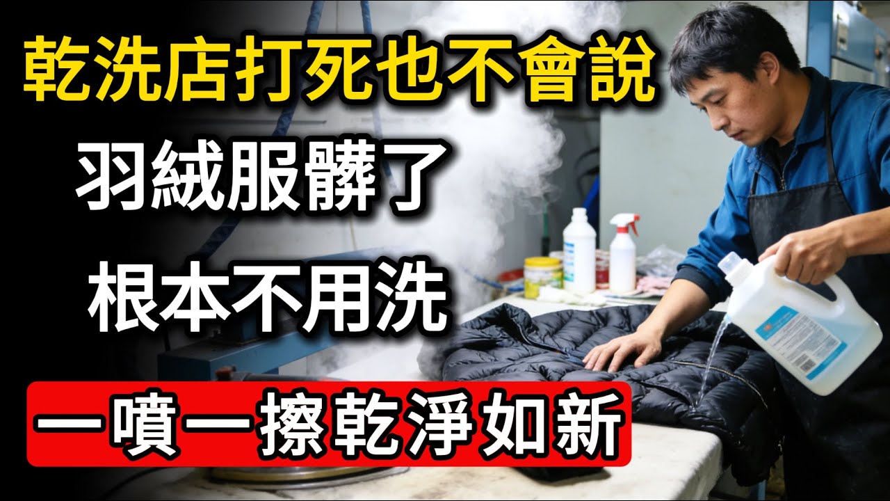 乾洗店不想讓你知道的秘密：羽絨服髒了根本不用洗，一噴一擦就搞定！#羽絨衣清洗 #生活妙招 #省錢攻略 #羽絨外套保養 #恢復蓬鬆 #羽絨服 #冬天必備