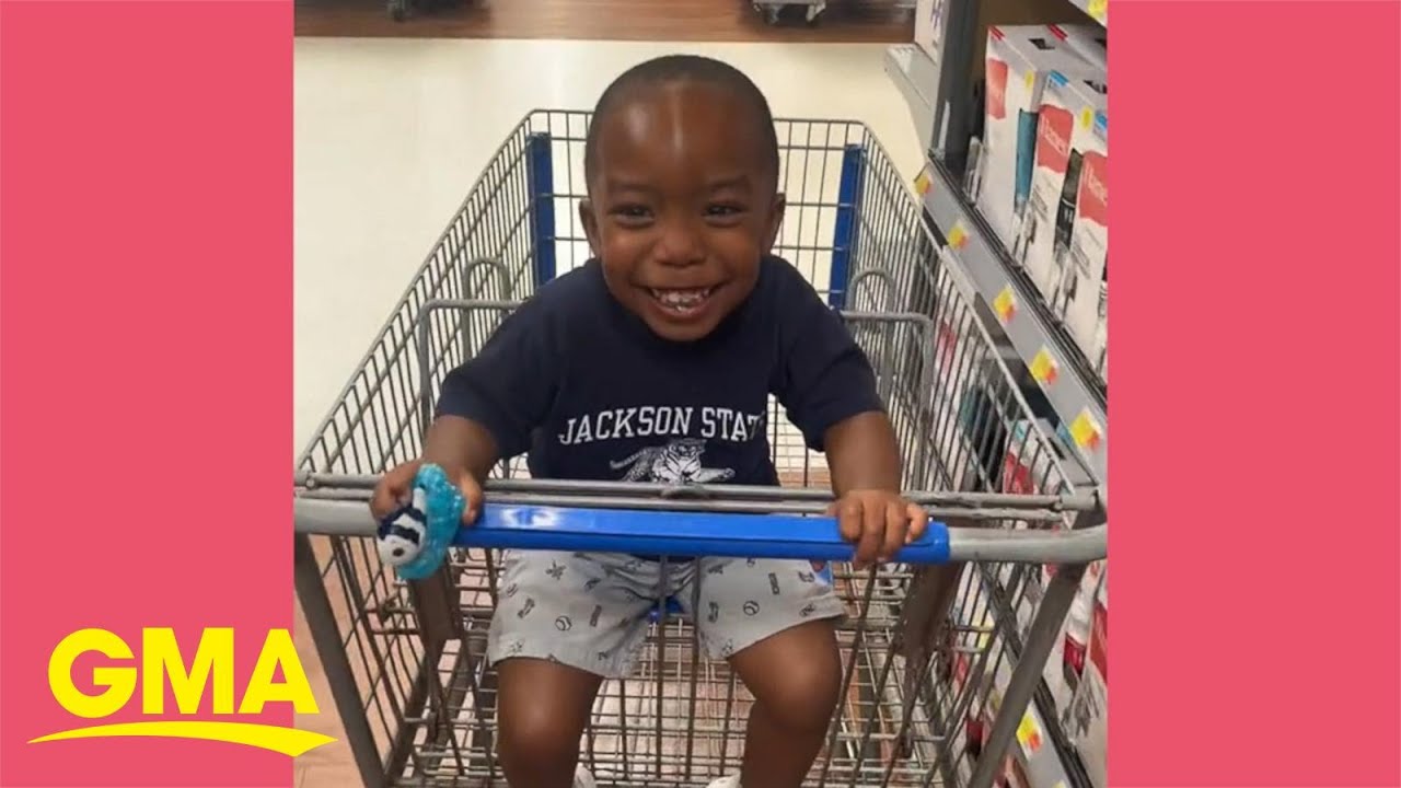 ‘Do it again, Uncle Steve!’ Kid has the best time being pushed in grocery cart l GMA