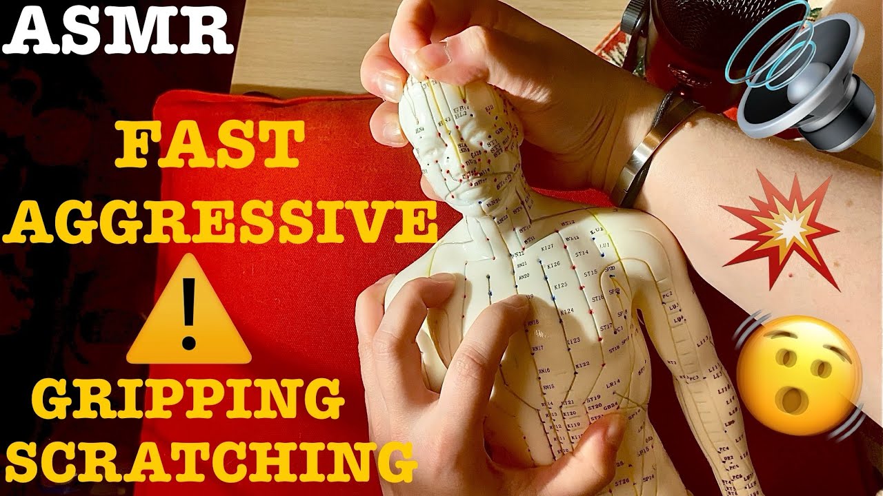 ASMR|⚠️EXTREME FAST AGGRESSIVE LOUD SCRATCHING/GRIPPING (Squeaky sounds). FULL BODY ACUPUNCTURE DOLL