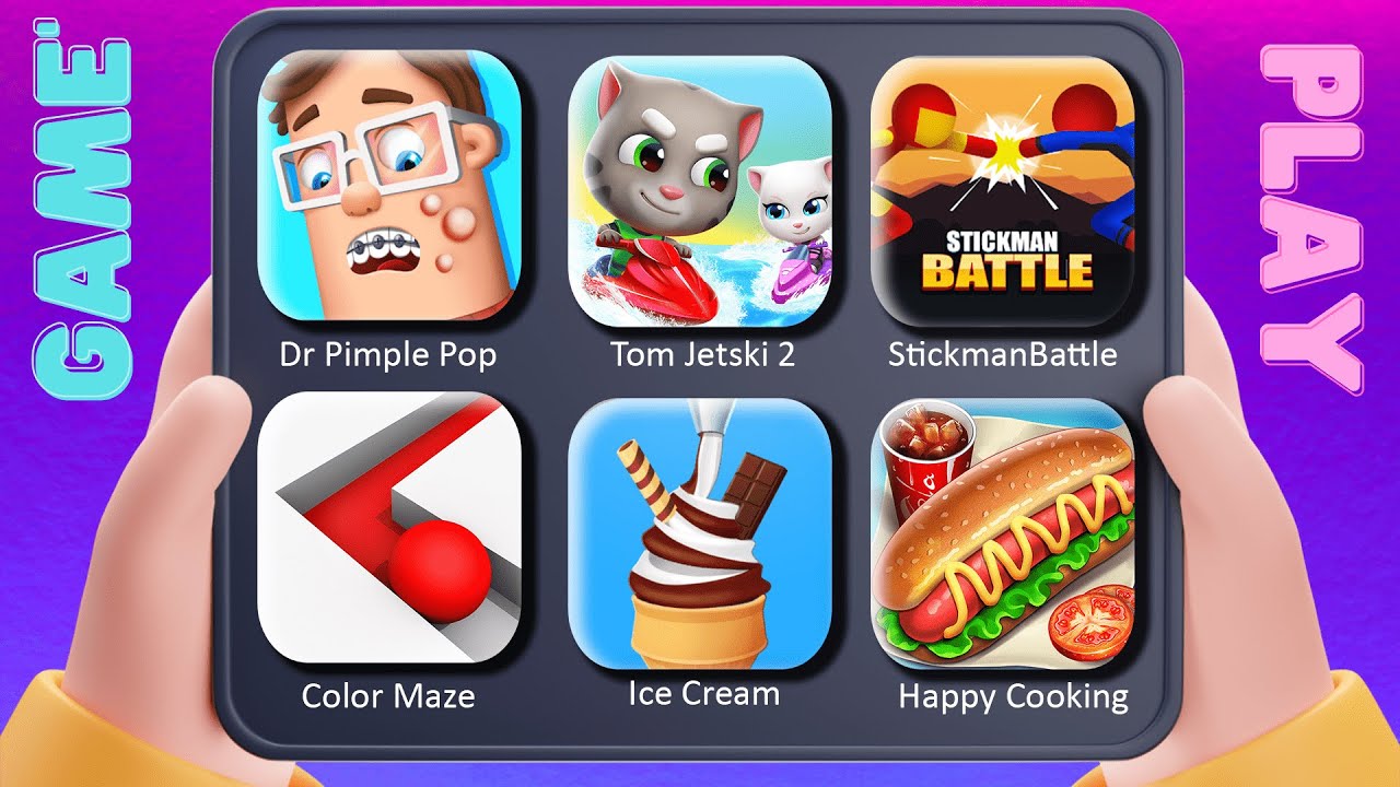 Dr pimple pop tom jetski 2 stickmanbattle color maze ice cream