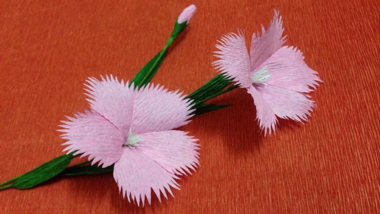 How to Make Dianthus Crepe Paper Flowers - Flower Making of Crepe Paper ...