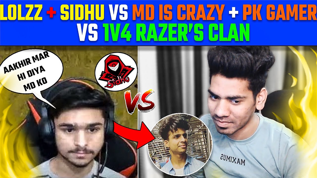 LOLLZZ + CLAWSIDHU  VS MDISCRAZY VS 1V4 CLAN | PEHLI BAAR MARAA LOLLZ NE MD IS CRAZY KO | EPIC FIGHT