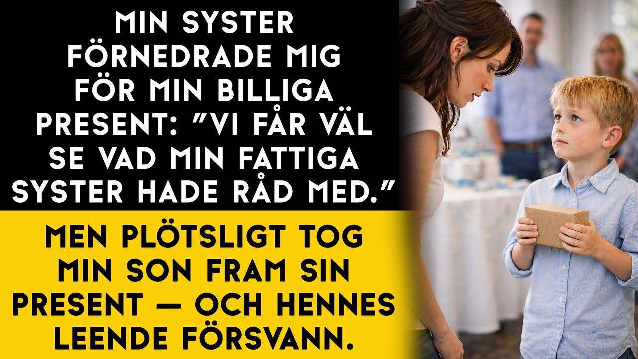 Min syster skrattade åt min billiga present… tills hon såg vad min son höll i händerna