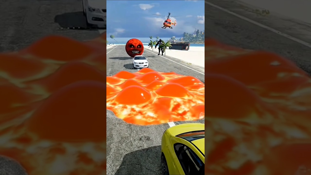 Big & Small Moon Cars vs Giant Lava - BeamNG.drive 