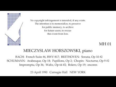 MIECZYSLAW HORSZOWSKI Recital 23 April 1990 Carnegie Hall NEW YORK